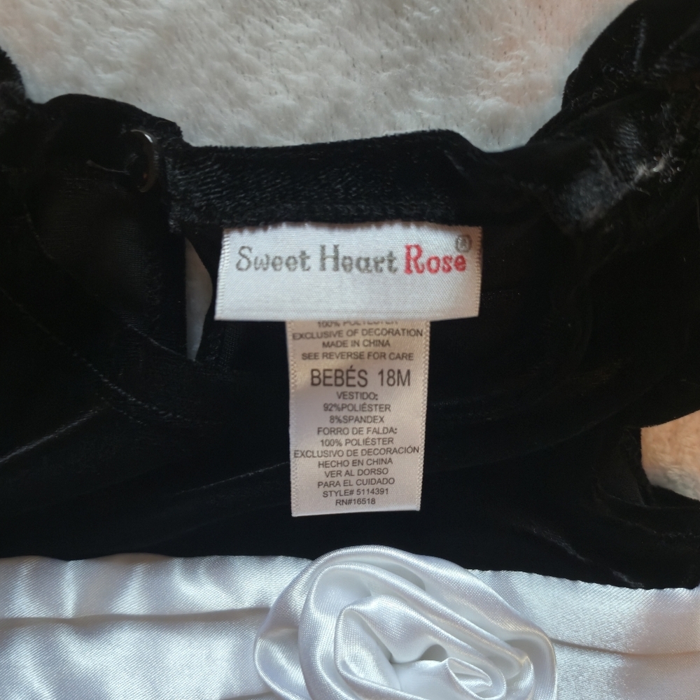 Sweet Heart Roses 18M Velvet Balloon Dress Satin Sash & Rose Posh Vintage Baby - Picture 11 of 16